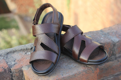 Men Brown Leather Sandals
