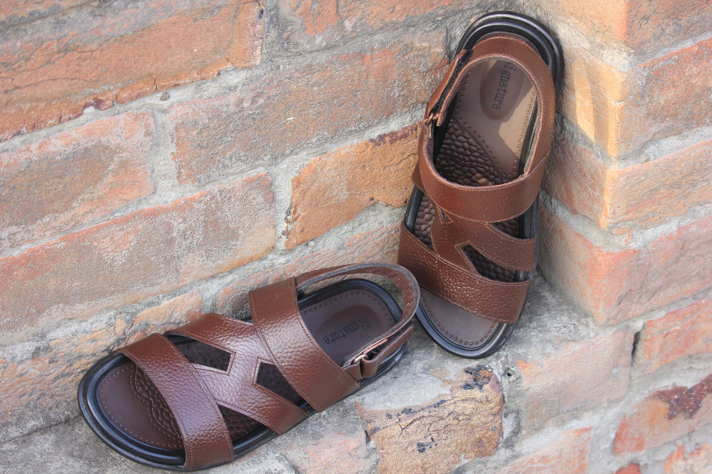 Men Brown Leather Sandals