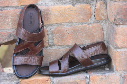 Men Brown Leather Sandals