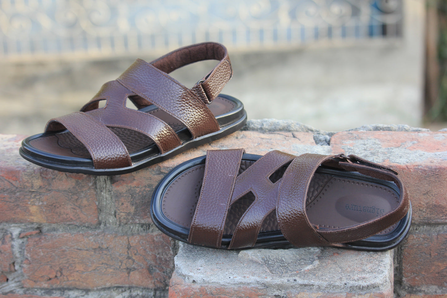 Men Brown Leather Sandals